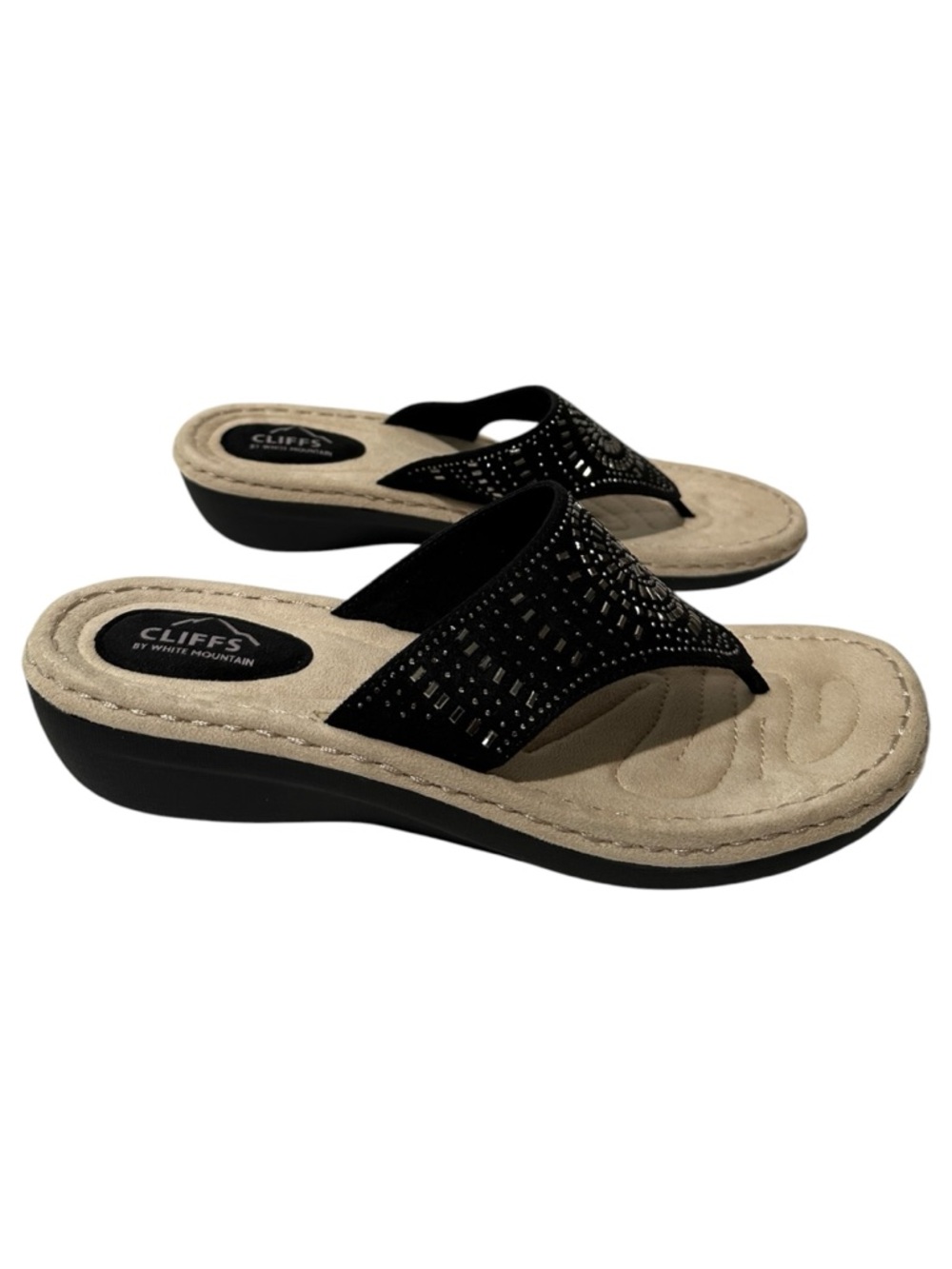 New in Box Cliffs by White Mountain Cienna Size 11 Women's Black Thong Sandals - Picture 5 of 8
